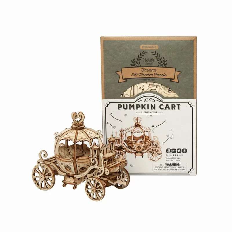 Деревянный 3D пазл ROBOTIME - Pumpkin Cart