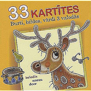 33 kartītes. Burti, bildes, vārdi 3 valodās