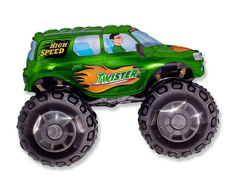 Twister Car green foil balloon