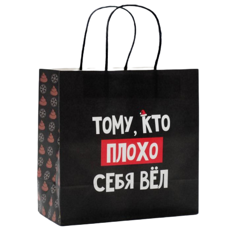 Пакет подарочный Кто плохо себя вёл, 22 x 22 x 11 см