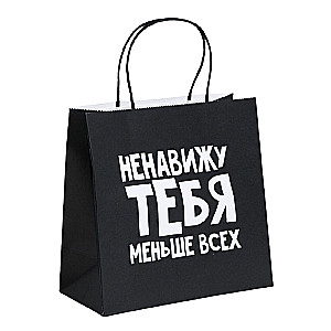 Пакет подарочный Ненавижу тебя меньше всех, 22 х 22 х 11 см