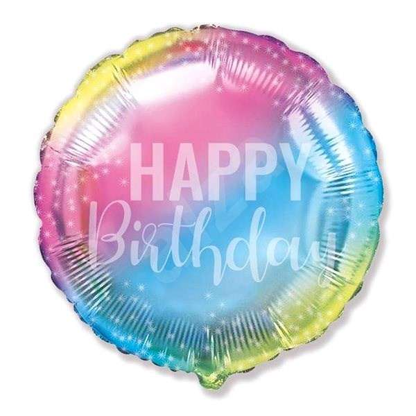 Foil balloon Happy Birthday, gradient, packed, FX, 18