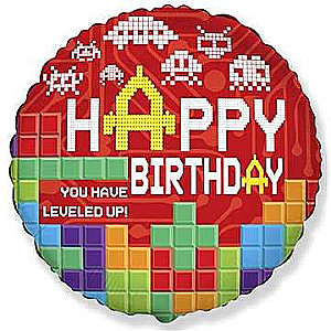 Foil balloon Happy Birthday Bricks, packed, FX, 18