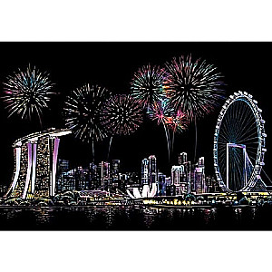 Скретч-картина Singapore Firework цветная