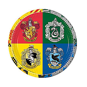 Бумажные тарелки 23см 8шт Harry Potter Hogwarts Houses