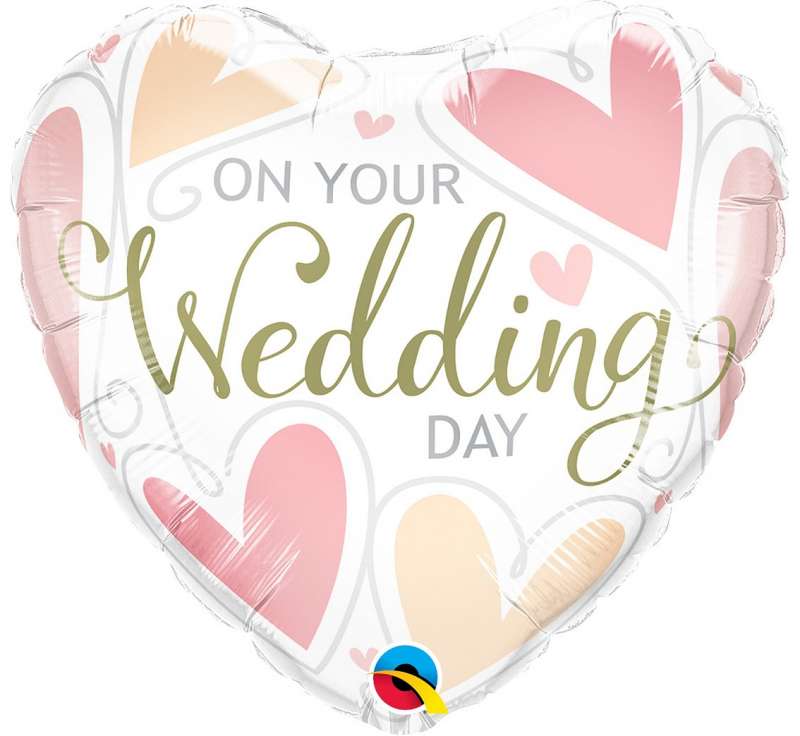 Фольгированный шар 18/46см ON YOUR WEDDING DAY HEARTS