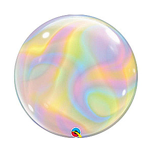 Foil balloon 22/56cm QL Bubble Iridescent Swirls