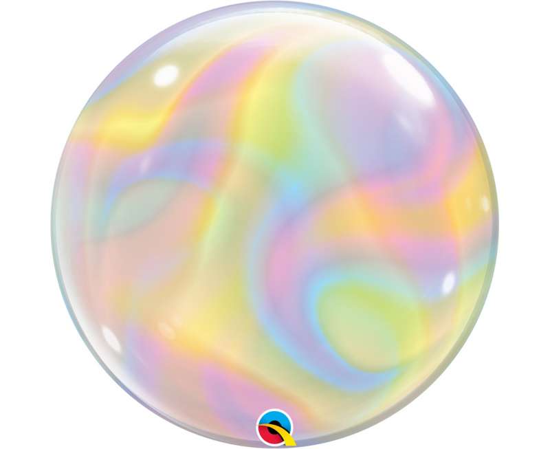 Foil balloon 22/56cm QL Bubble Iridescent Swirls