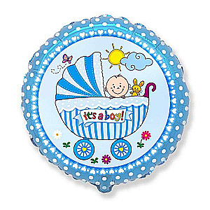 Foil balloon 18/46cm round, It's a boy!