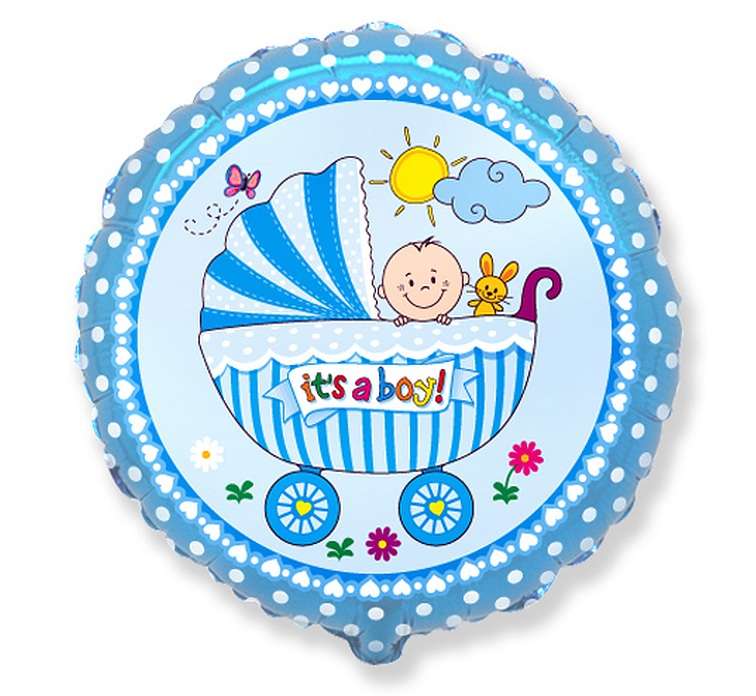 Foil balloon 18/46cm round, It's a boy!