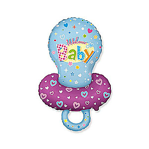 Foil balloon 24 Welcome Baby, pink/blue