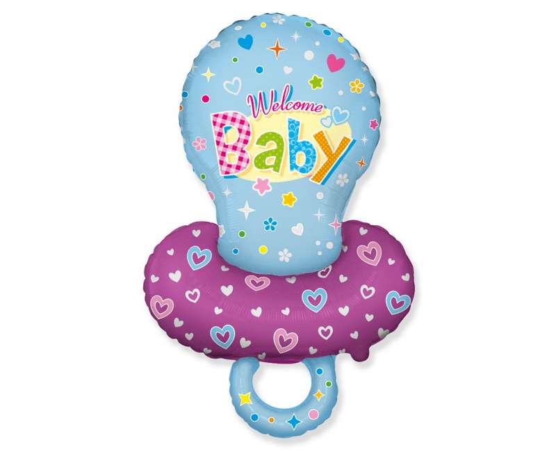 Foil balloon 24 Welcome Baby, pink/blue