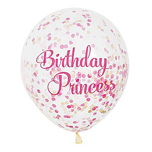 Шары - 12 ConfettiBirthday Princess  (6 шт.)