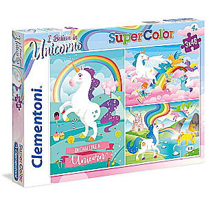 Пазл CLEMENTONI Brilliant Unicorns 3x48 деталей