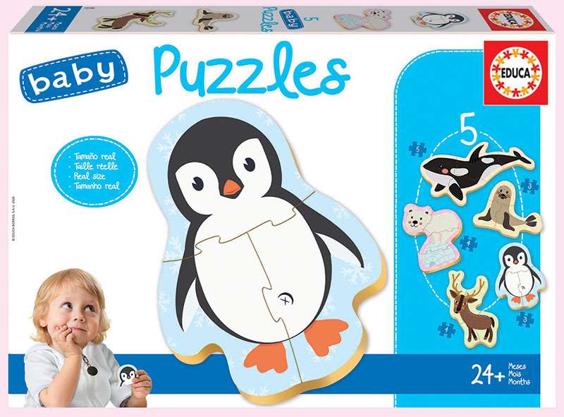 Puzzle EDUCA Арктические животные, 5шт (2x3,2x4,1x5)