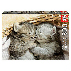 Puzzle EDUCA с клеем Котята в корзине , 500 деталей