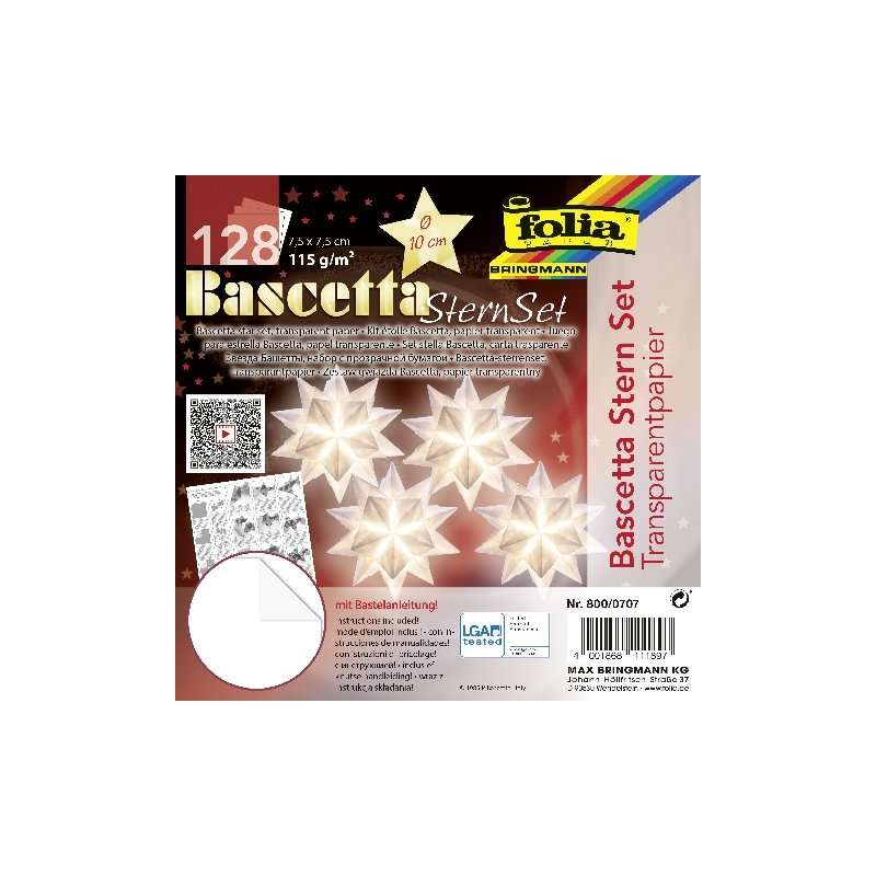 Бумага художественная FOLIA Bascetta star, 7.5x 7.5см / 32 страницы, белая