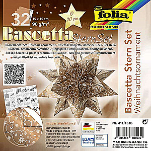  Креативная бумага FOLIA Bascetta star, 15x 15см / 32 страницы, Cooper / белая