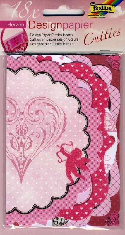  Бумага дизайнерская FOLIA Cutties Hearts, 18 шт.