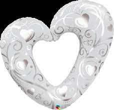 Balloon 42 Hearts & Filigree Pearls White