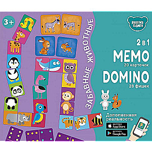 Развивающая игра Мемо Домино. Забавные животные. 2 в 1