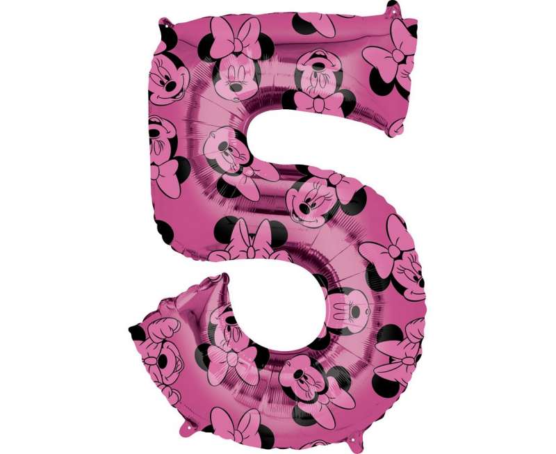 Foil balloon 66cm Nr.5 Minnie Mouse pink