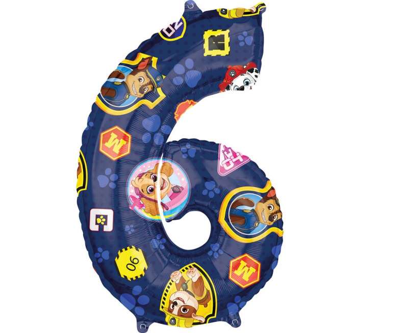 Foil balloon Nr.6 Paw Patrol dark blue