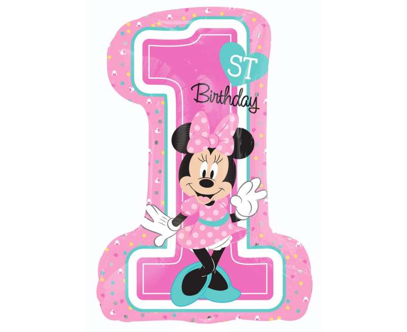 Фольгированный шар 36 Micky Mouse 1st Birthday розовый