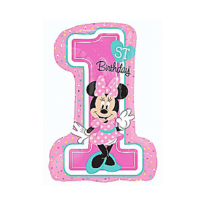 Фольгированный шар 36 Micky Mouse 1st Birthday розовый