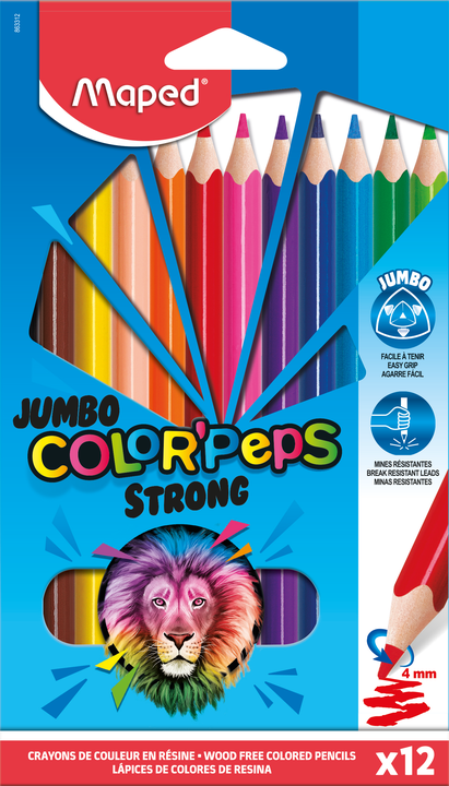 Цветные карандаши MAPED ColorPeps Jumbo Strong 12 цветов