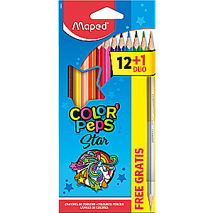 Цветные карандаши MAPED Color`Peps12 штук + 1 DUO золото/серебро