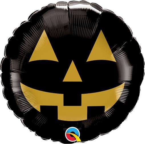 Foil balloon 18 HALLOWEEN black and gold pumpkin 46cm