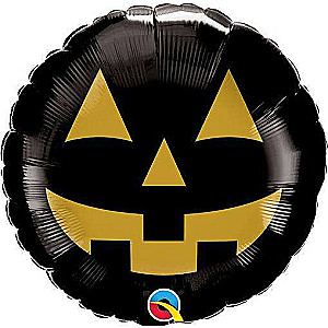 Foil balloon 18 HALLOWEEN black and gold pumpkin 46cm