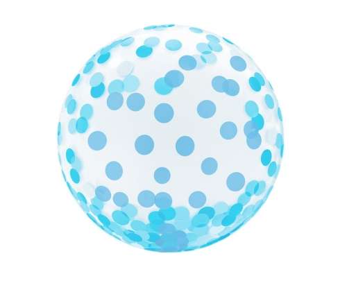 Foil balloon 18 Transparent confetti blue, 46cm