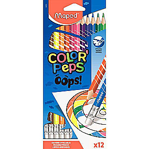 Цветные карандаши с резинкой MAPED Color`Peps Oops 12 цветов