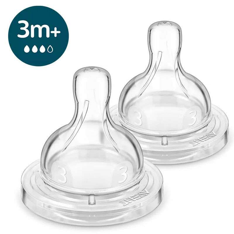 Силиконовая пустышка Philips Avent: анти-колик, медленный поток, 3 мес+., 2 шт.