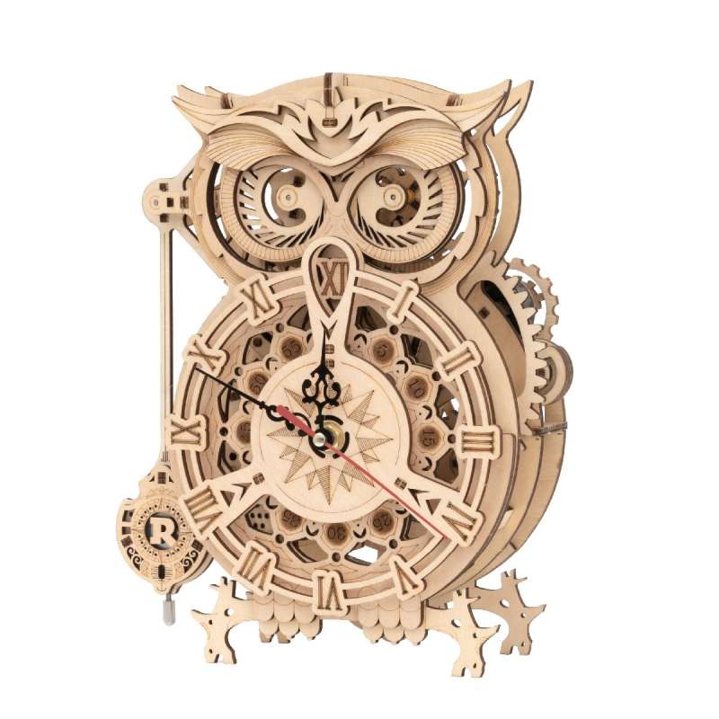 Деревянный 3D пазл ROBOTIME - Owl Clock 