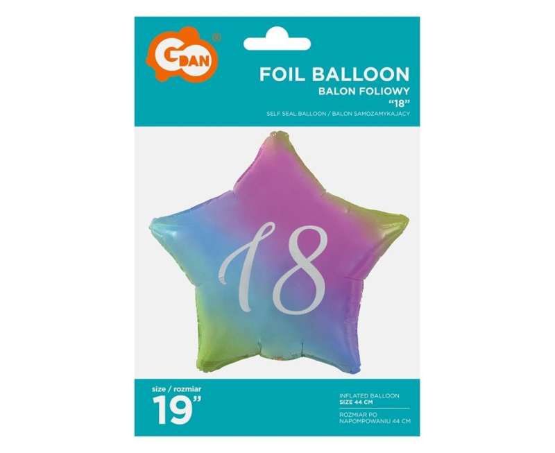 Foil balloon 19 - Star - 18 years