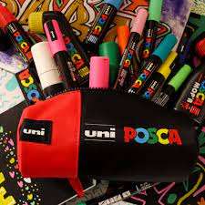 Пенал-тубус UNI Posca 1-отд. 200х85мм, красно-черный