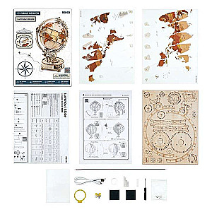 Деревянный 3D пазл ROBOTIME Светящийся глобус, 180 деталей