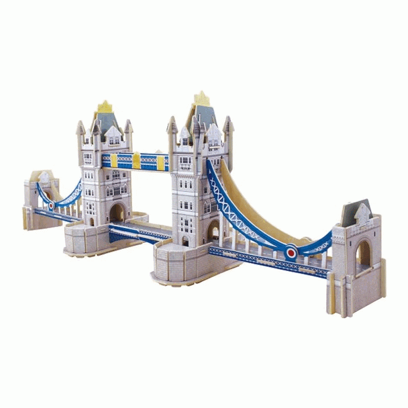 Деревянный пазл с цветной бумагой Tower Bridge