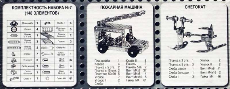 Конструктор металлический №7 148 эл. 