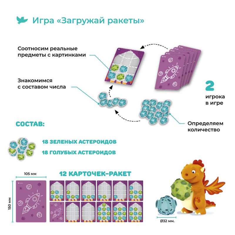 Настольная игра - Космосчёт. Первые математические игры по сингапурской методике. 3+