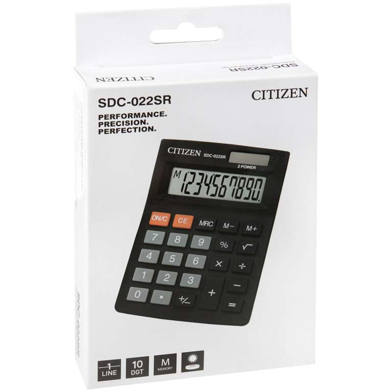 Калькулятор настольный Citizen SDC-022SR, 10 разрядов, 87x127x23 мм