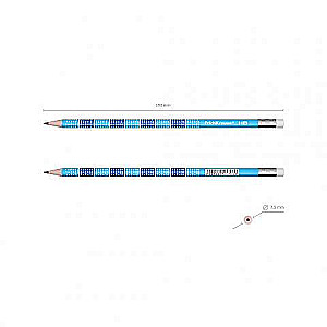 Чернографитный круглый карандаш с ластиком ErichKrause 2x2 HB