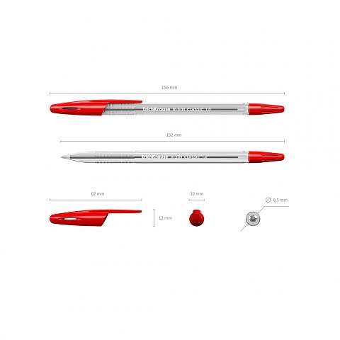 Ручка шариковая ErichKrause R-301 Classic Stick 1.0, цвет чернил красный