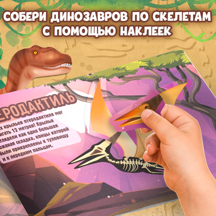 Книга с наклейками Динозавры. Чей это скелет?