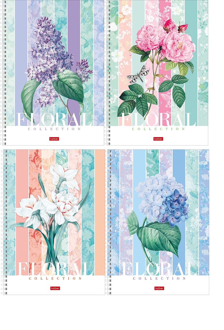 Notebook &quot;Floral collection&quot; 4 designs per block