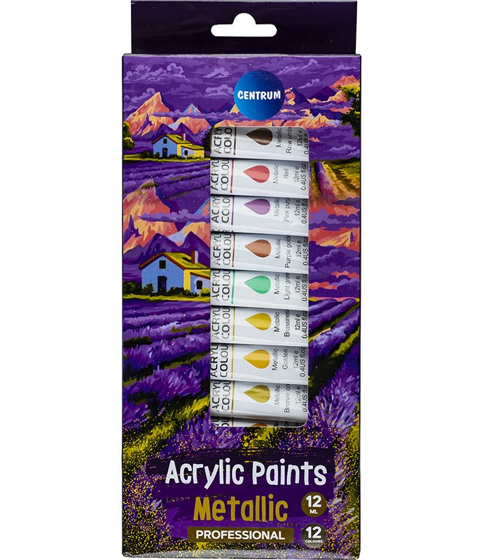 Acrylic paints Centrum Metallic - 12 colors x 12 ml