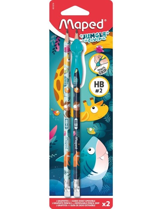 Pencil with eraser, 2 pcs. MAPED Jungle Fever